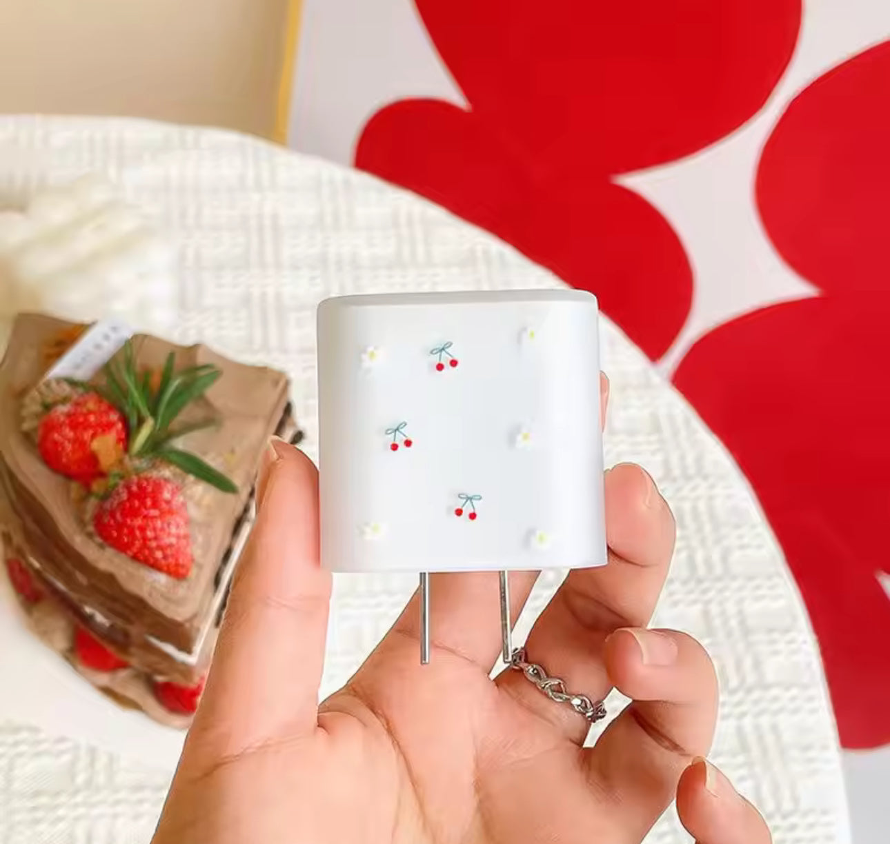 Cute Cherry iPhone 20W Charger Cover & Cable Protector
