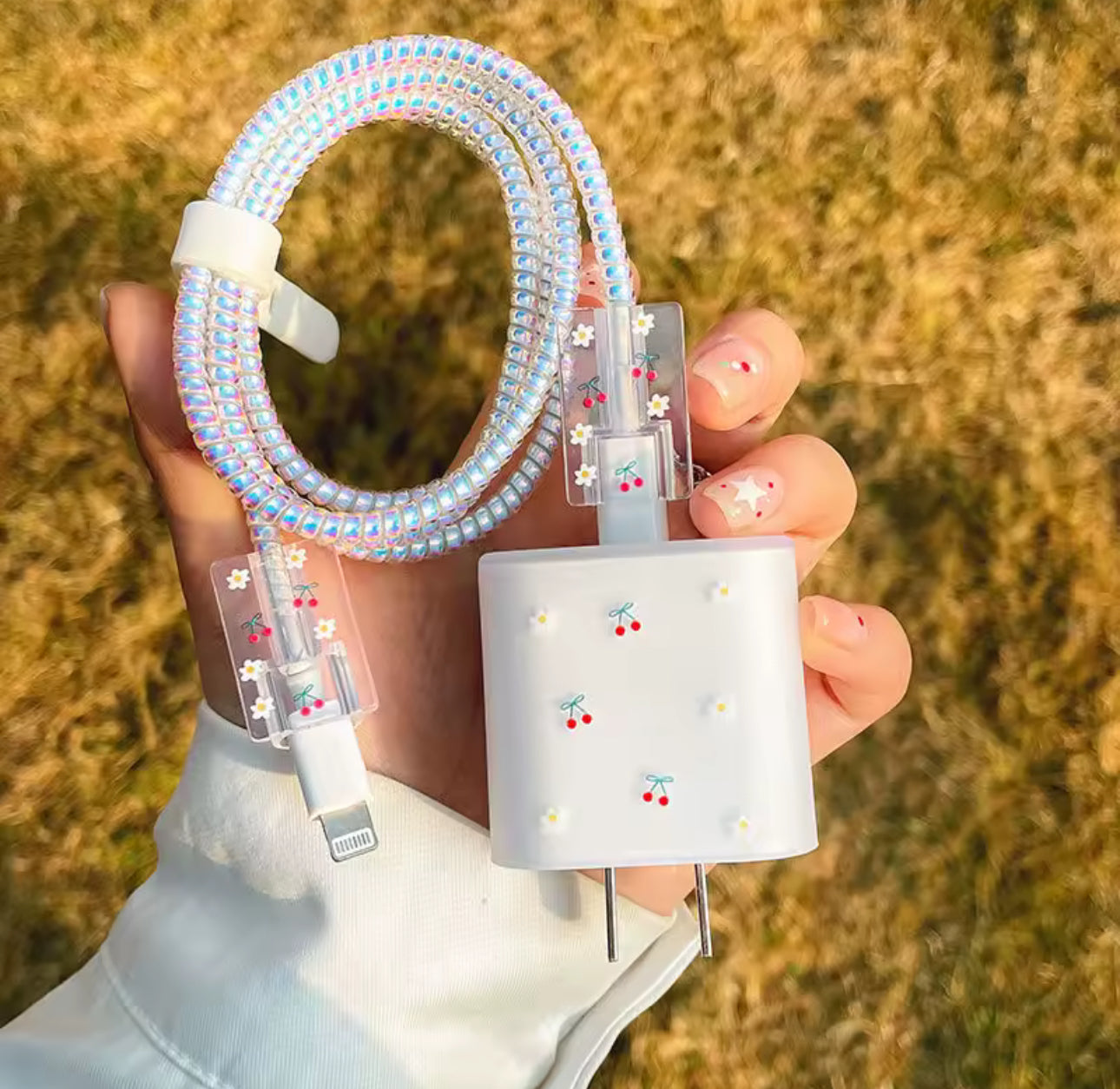 Cute Cherry iPhone 20W Charger Cover & Cable Protector