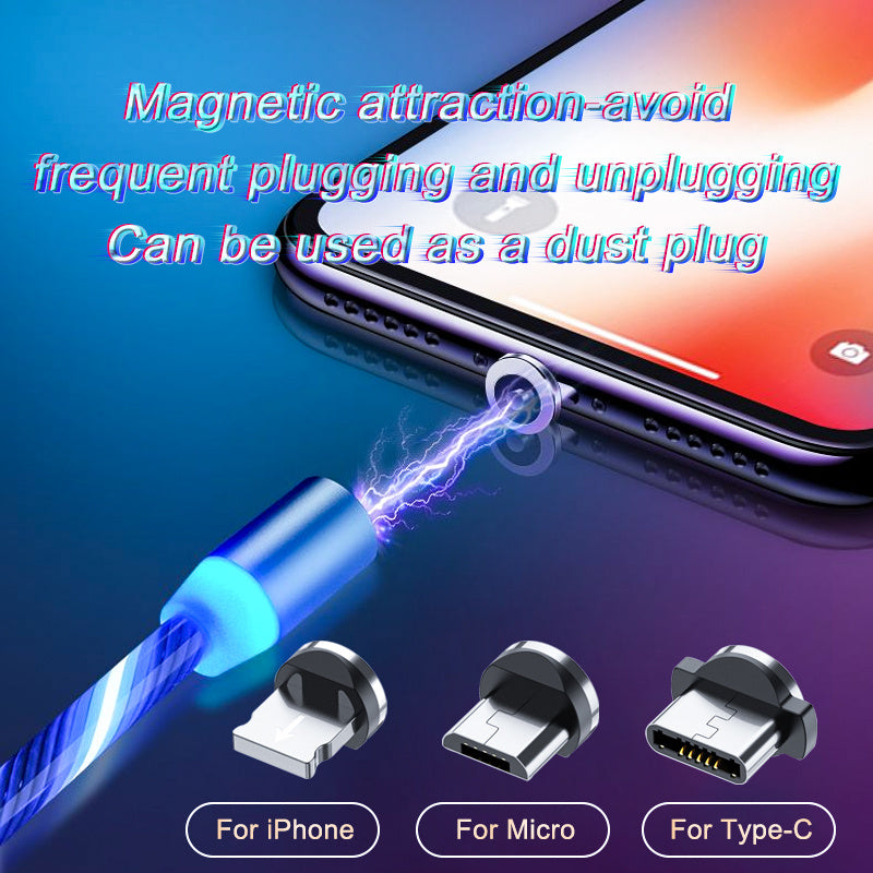 Magnetic Fast Charging Cable Lighting Micro USB Cable LED Magnet Charger Type-C Cable