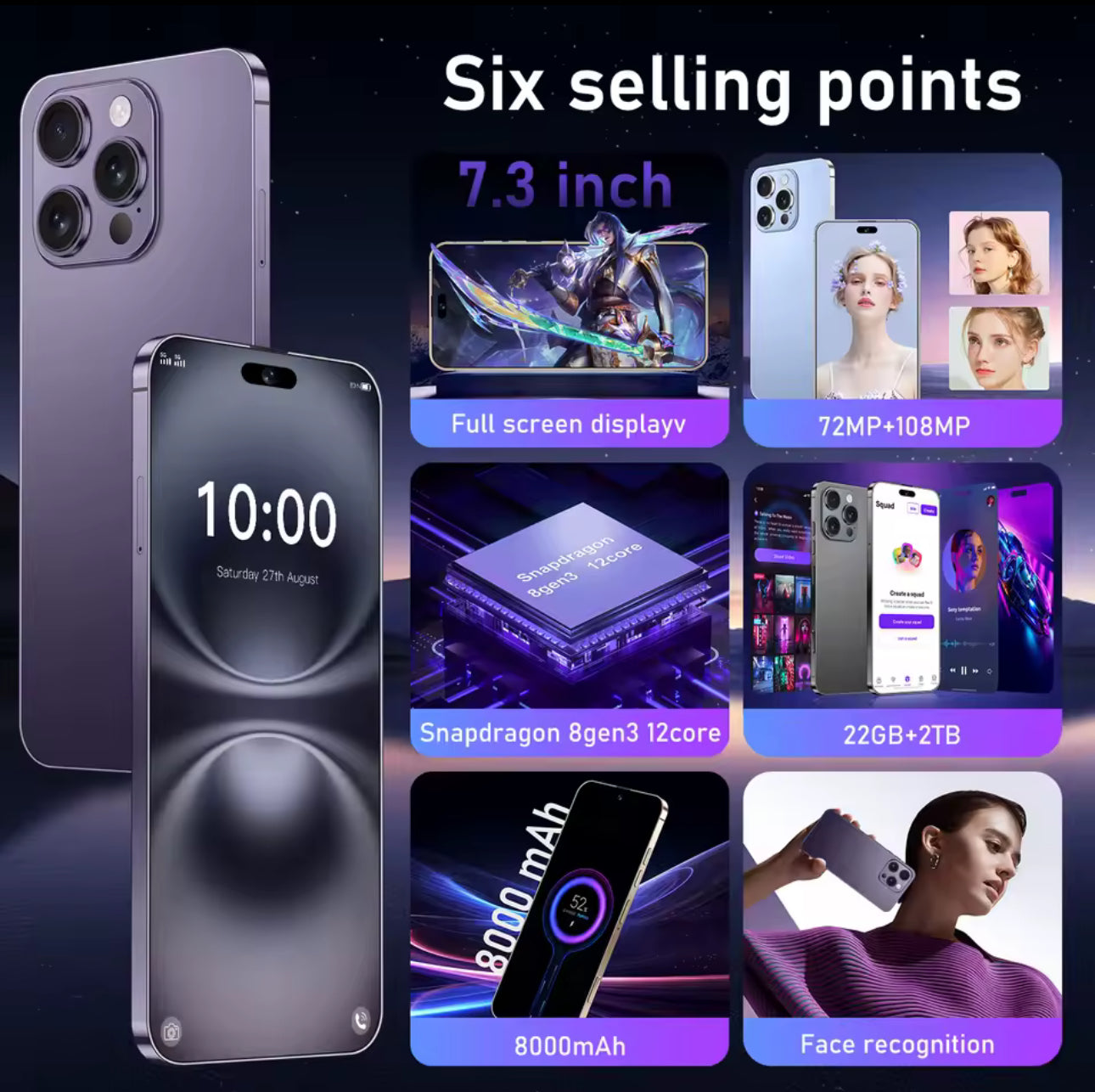 2025 Pad XS16 Pro+ Tablet – 7.3” 4K Android 14